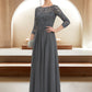 Aurora A-Line Scoop Neck Floor-Length Chiffon Lace Mother of the Bride Dress With Ruffle Beading Sequins DL126P0014652