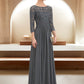 Aurora A-Line Scoop Neck Floor-Length Chiffon Lace Mother of the Bride Dress With Ruffle Beading Sequins DL126P0014652