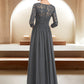 Aurora A-Line Scoop Neck Floor-Length Chiffon Lace Mother of the Bride Dress With Ruffle Beading Sequins DL126P0014652