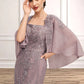 Emilie Sheath/Column Square Neckline Knee-Length Chiffon Lace Mother of the Bride Dress With Sequins DL126P0014653