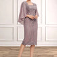 Emilie Sheath/Column Square Neckline Knee-Length Chiffon Lace Mother of the Bride Dress With Sequins DL126P0014653