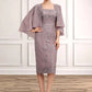 Emilie Sheath/Column Square Neckline Knee-Length Chiffon Lace Mother of the Bride Dress With Sequins DL126P0014653