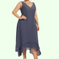 Zoe A-line V-Neck Ankle-Length Chiffon Mother of the Bride Dress With Beading DL126P0014655