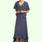 Zoe A-line V-Neck Ankle-Length Chiffon Mother of the Bride Dress With Beading DL126P0014655