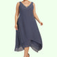 Zoe A-line V-Neck Ankle-Length Chiffon Mother of the Bride Dress With Beading DL126P0014655