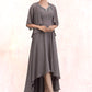 Piper A-line V-Neck Asymmetrical Chiffon Mother of the Bride Dress With Beading Sequins DL126P0014656