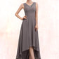 Piper A-line V-Neck Asymmetrical Chiffon Mother of the Bride Dress With Beading Sequins DL126P0014656