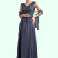 Lucy A-Line V-neck Floor-Length Chiffon Lace Mother of the Bride Dress With Beading Sequins DL126P0014657