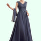 Lucy A-Line V-neck Floor-Length Chiffon Lace Mother of the Bride Dress With Beading Sequins DL126P0014657