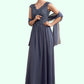 Lucy A-Line V-neck Floor-Length Chiffon Lace Mother of the Bride Dress With Beading Sequins DL126P0014657