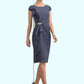 Paisley Sheath/Column Scoop Neck Knee-Length Chiffon Mother of the Bride Dress With Beading Cascading Ruffles DL126P0014660