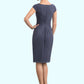 Paisley Sheath/Column Scoop Neck Knee-Length Chiffon Mother of the Bride Dress With Beading Cascading Ruffles DL126P0014660