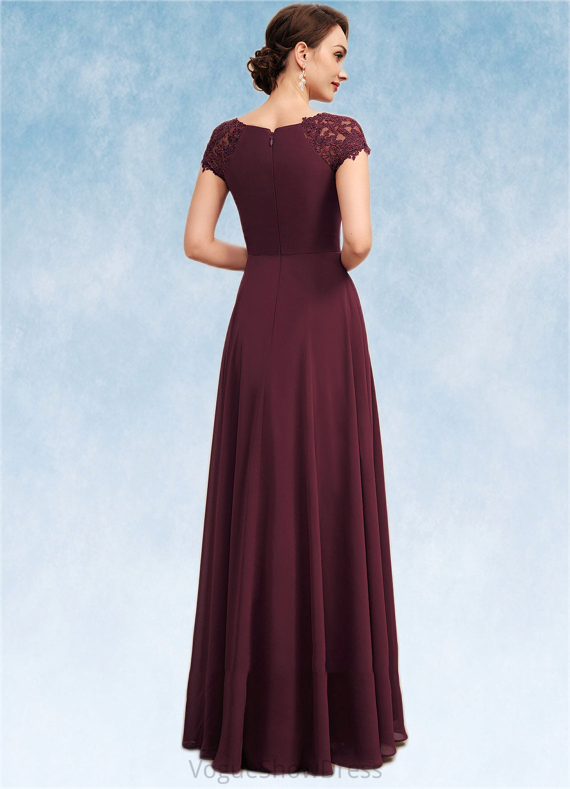 Janiya A-Line Scoop Neck Floor-Length Chiffon Mother of the Bride Dress With Ruffle Lace DL126P0014662