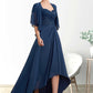 Paris A-Line Sweetheart Asymmetrical Chiffon Lace Mother of the Bride Dress With Ruffle Beading Sequins DL126P0014663