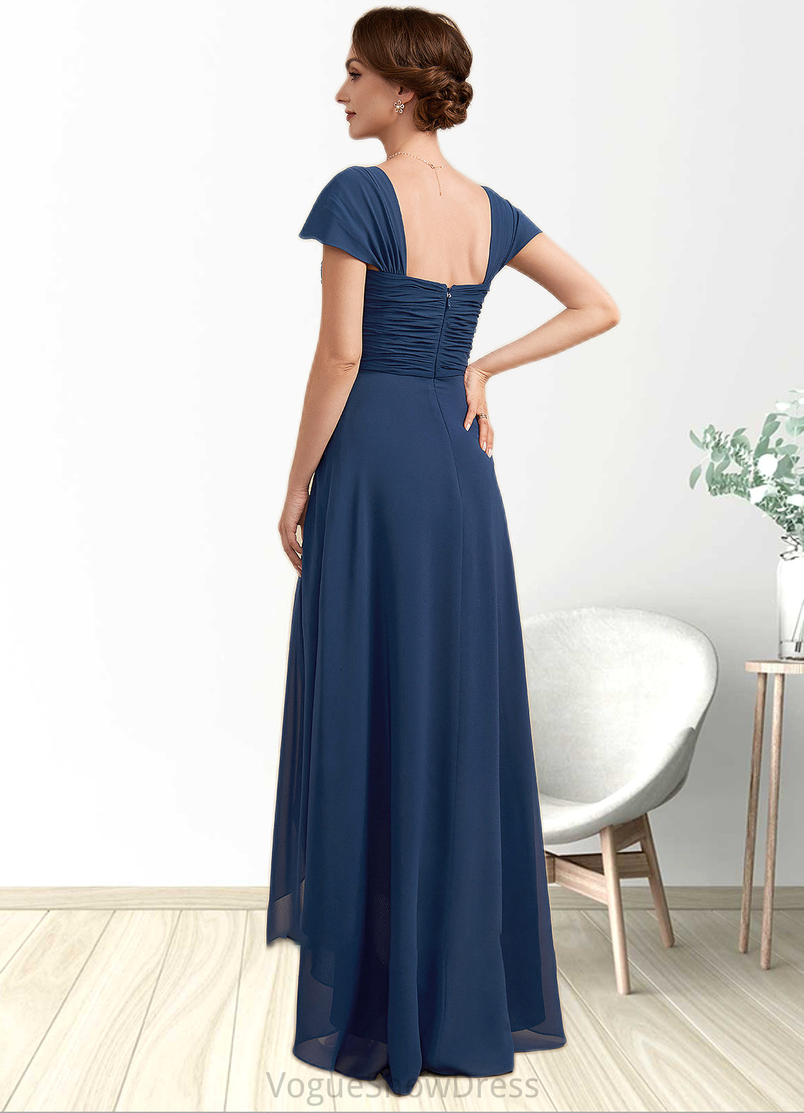 Paris A-Line Sweetheart Asymmetrical Chiffon Lace Mother of the Bride Dress With Ruffle Beading Sequins DL126P0014663