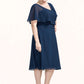 Lilian A-Line V-neck Knee-Length Chiffon Mother of the Bride Dress With Ruffle DL126P0014664