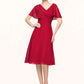 Lilian A-Line V-neck Knee-Length Chiffon Mother of the Bride Dress With Ruffle DL126P0014664