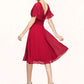 Lilian A-Line V-neck Knee-Length Chiffon Mother of the Bride Dress With Ruffle DL126P0014664