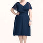 Lilian A-Line V-neck Knee-Length Chiffon Mother of the Bride Dress With Ruffle DL126P0014664