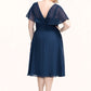 Lilian A-Line V-neck Knee-Length Chiffon Mother of the Bride Dress With Ruffle DL126P0014664