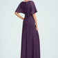 Jaidyn A-Line V-neck Floor-Length Chiffon Mother of the Bride Dress With Lace Sequins DL126P0014665