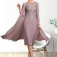 Henrietta Sheath/Column Scoop Neck Knee-Length Chiffon Lace Mother of the Bride Dress With Beading Sequins DL126P0014666