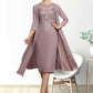 Henrietta Sheath/Column Scoop Neck Knee-Length Chiffon Lace Mother of the Bride Dress With Beading Sequins DL126P0014666