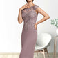 Henrietta Sheath/Column Scoop Neck Knee-Length Chiffon Lace Mother of the Bride Dress With Beading Sequins DL126P0014666