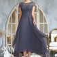 Danika A-Line Scoop Neck Asymmetrical Chiffon Lace Mother of the Bride Dress With Sequins DL126P0014667