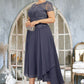 Danika A-Line Scoop Neck Asymmetrical Chiffon Lace Mother of the Bride Dress With Sequins DL126P0014667