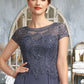 Danika A-Line Scoop Neck Asymmetrical Chiffon Lace Mother of the Bride Dress With Sequins DL126P0014667