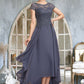 Danika A-Line Scoop Neck Asymmetrical Chiffon Lace Mother of the Bride Dress With Sequins DL126P0014667