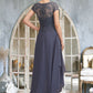 Danika A-Line Scoop Neck Asymmetrical Chiffon Lace Mother of the Bride Dress With Sequins DL126P0014667