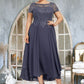 Danika A-Line Scoop Neck Asymmetrical Chiffon Lace Mother of the Bride Dress With Sequins DL126P0014667