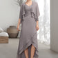 Viviana A-Line V-neck Asymmetrical Chiffon Mother of the Bride Dress With Ruffle DL126P0014682