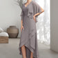 Viviana A-Line V-neck Asymmetrical Chiffon Mother of the Bride Dress With Ruffle DL126P0014682