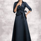 Vicky A-Line V-neck Ankle-Length Satin Mother of the Bride Dress With Bow(s) DL126P0014683