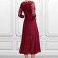 Winifred A-Line Scoop Neck Tea-Length Chiffon Mother of the Bride Dress DL126P0014684