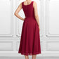 Winifred A-Line Scoop Neck Tea-Length Chiffon Mother of the Bride Dress DL126P0014684