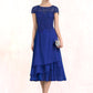 Haleigh A-Line Scoop Neck Tea-Length Chiffon Lace Mother of the Bride Dress DL126P0014685