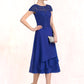 Haleigh A-Line Scoop Neck Tea-Length Chiffon Lace Mother of the Bride Dress DL126P0014685