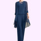 Caylee Jumpsuit/Pantsuit Scoop Neck Floor-Length Chiffon Mother of the Bride Dress With Lace DL126P0014687