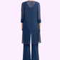 Caylee Jumpsuit/Pantsuit Scoop Neck Floor-Length Chiffon Mother of the Bride Dress With Lace DL126P0014687