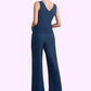 Caylee Jumpsuit/Pantsuit Scoop Neck Floor-Length Chiffon Mother of the Bride Dress With Lace DL126P0014687