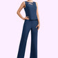 Caylee Jumpsuit/Pantsuit Scoop Neck Floor-Length Chiffon Mother of the Bride Dress With Lace DL126P0014687