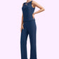 Caylee Jumpsuit/Pantsuit Scoop Neck Floor-Length Chiffon Mother of the Bride Dress With Lace DL126P0014687