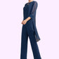 Caylee Jumpsuit/Pantsuit Scoop Neck Floor-Length Chiffon Mother of the Bride Dress With Lace DL126P0014687