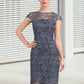 Scarlet Sheath/Column Scoop Neck Knee-Length Lace Mother of the Bride Dress DL126P0014691