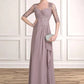 Paisley A-Line Sweetheart Floor-Length Chiffon Lace Mother of the Bride Dress With Beading Sequins Cascading Ruffles DL126P0014692