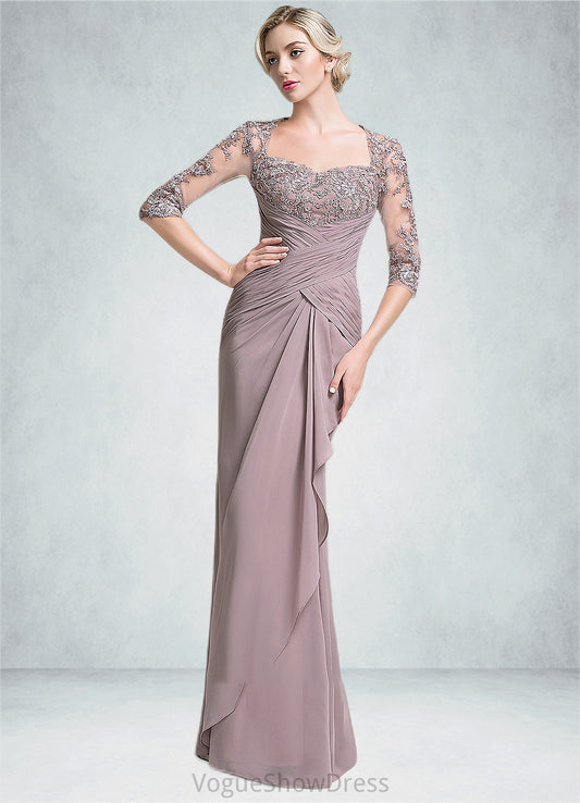 Aurora Trumpet/Mermaid Sweetheart Floor-Length Chiffon Mother of the Bride Dress With Ruffle Cascading Ruffles DL126P0014694